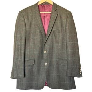 Beretta Magee Wool Blazer Green Plaid Sport Coat 44R